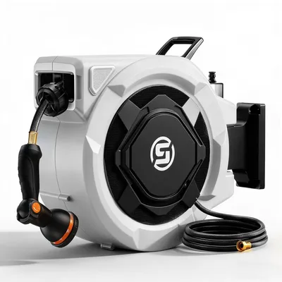 SUNPOW Wall-Mounted Hose Reel, 1/2⁠–⁠5/8 in, 65⁠–⁠150 ft