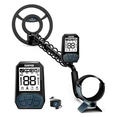 SUNPOW Rechargeable Metal Detector, 8 in Coil, 20 h
